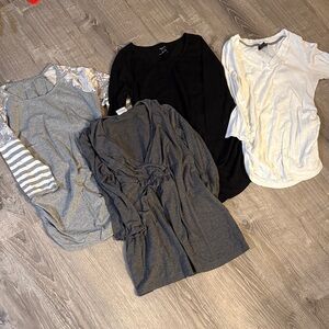 Motherhood Gray and White Floral Top